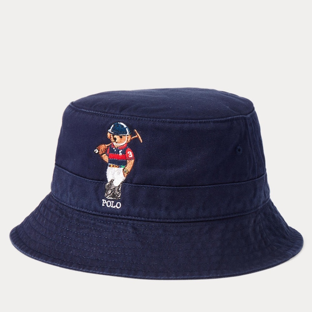 NWT Ralph Lauren Polo Bear Chino Bucket Hat. S/M